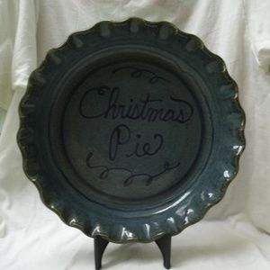 Art Pottery Christmas Pie Plate signed by artist